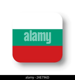Bulgaria flag - flat vector square with rounded corners and dropped shadow. Stock Vector