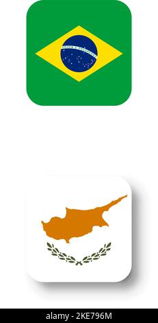 Cyprus flag - flat vector square with rounded corners and dropped shadow. Stock Vector