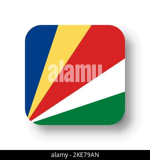 Seychelles flag - flat vector square with rounded corners and dropped shadow. Stock Vector