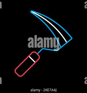 Garden sickle isolated vector on black background icon. Graph symbol for agriculture, garden and plants web site and apps design, logo, app, UI Stock Vector