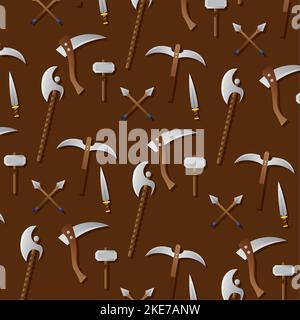 Seamless pattern background with medieval weapons icon Vector Stock Vector