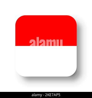Indonesia flag - flat vector square with rounded corners and dropped shadow. Stock Vector