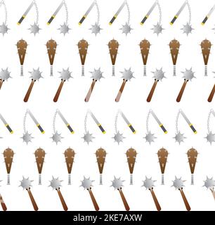 Seamless pattern background with medieval weapons icon Vector Stock Vector
