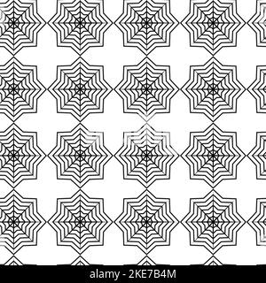 Endless pattern of black and white abstract snowflake. Outline drawing. Line art. Vector repeat texture. Isolate. Suitable for banner, card, brochure or greeting. Good for background, web, label. EPS Stock Vector