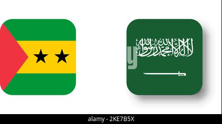 Saudi Arabia flag - flat vector square with rounded corners and dropped shadow. Stock Vector