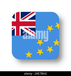 Tuvalu flag - flat vector square with rounded corners and dropped shadow. Stock Vector