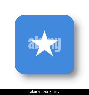 Somalia flag - flat vector square with rounded corners and dropped shadow. Stock Vector