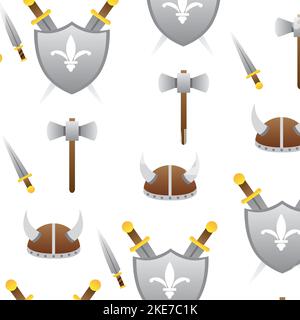 Seamless pattern background with medieval weapons icon Vector Stock Vector