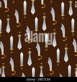 Seamless pattern background with medieval weapons icon Vector Stock Vector