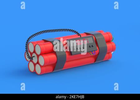 Dynamite bomb with digital timer. Countdown and deadline. 3d rendering Stock Photo