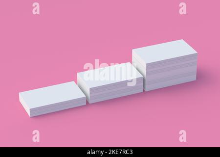 Many business cards on pink background. 3d render Stock Photo