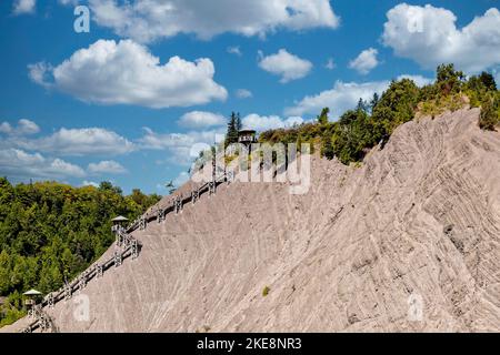 QUEBEC CITY, CANADA - September 5, 2022: The Montmorency Falls is a waterfall on the Montmorency River in Quebec, Canada. The many tourists that visit Stock Photo