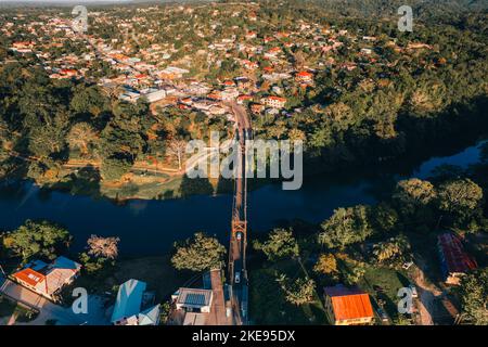 Aerial photos of the twin towns of Santa Elena and San Ignacio in the Cayo District, Belize. Stock Photo