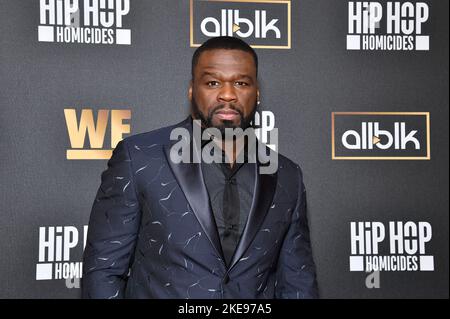New York, USA. 10th Nov, 2022. Curtis - 50 Cent - Jackson attends WE TV's Hip Hop Homicides New York Premiere at Crosby Street Hotel, New York, NY, November 10, 2022. (Photo by Anthony Behar/Sipa USA) Credit: Sipa USA/Alamy Live News Stock Photo
