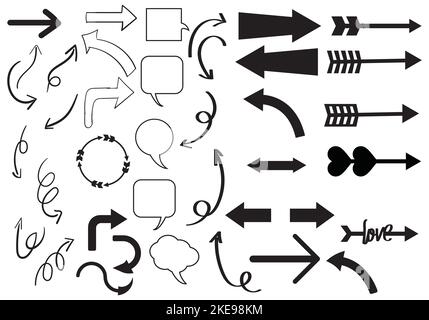Arrows big black set icons. Arrow icon. Arrow vector collection. Arrow. Cursor. Modern simple arrows. Vector illustration Stock Vector