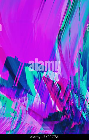 Motion Glitch Multicolored Distorted textured psychedelic background Stock Photo