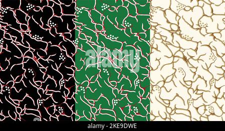 Collection of designer oil paintings. Decoration for the interior. Modern abstract art on canvas. A set of paintings with red roses.ethnic Style genome Stock Vector