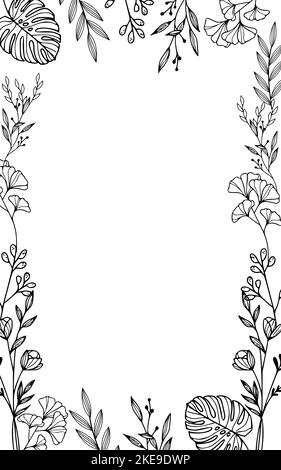 leaves border frame design Stock Vector