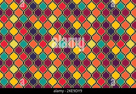 Seamless multicolor Islamic ornamental Background in color. Islamic ornamental colorful detail of mosaic. Arabic, east ornament, Persian motif. Stock Vector