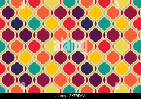 Seamless multicolor Islamic ornamental Background in color. Islamic ornamental colorful detail of mosaic. Arabic, east ornament, Persian motif. Stock Vector