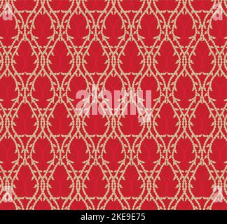 Floral pattern. Wallpaper baroque, damask. Seamless vector background. Red and white ornament. Stylish graphic pattern. Stock Vector