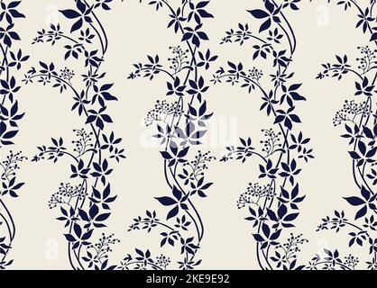 A hand-drawn black and white Ethnic grape leaves. geometric seamless pattern vector in ancient style design for curtains, Vintage background. Stock Vector