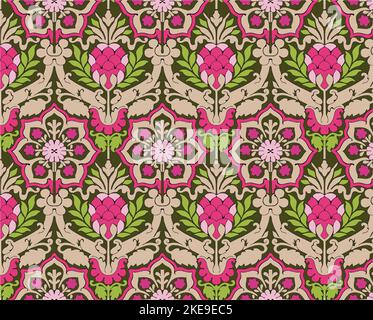 Ethnic Madhubani, kalamkari, chintz, Kani, Abstract, shirting design, Ajrakh Pattern, Ikat, block print, batik print, Background digital textile Stock Vector