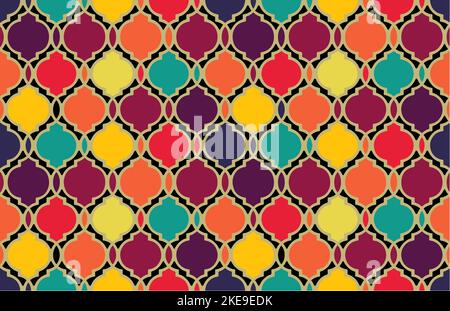 Seamless multicolor Islamic ornamental Background in color. Islamic ornamental colorful detail of mosaic. Arabic, east ornament, Persian motif. Stock Vector