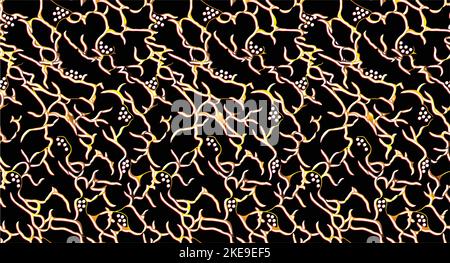Vector turquoise black and golden branches painted texture. Seamless repeat pattern background. Great for wallpaper, cards, fabric, and wrapping paper Stock Vector
