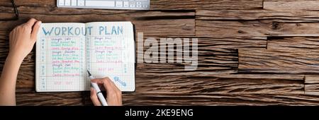Workout Diary With Gym Training Daily Plan Stock Photo