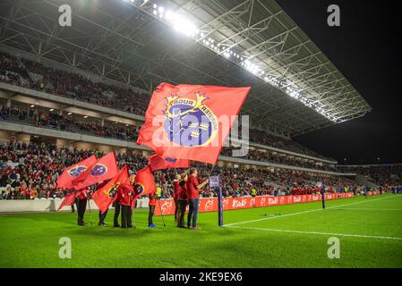 Cork, Ireland. 11th Nov, 2022. Munster Rugby flags during the test match between Munster Rugby and South Africa XV at Pairc Ui Chaoimh in Cork, Ireland on November 10, 2022 (Photo by Andrew SURMA/ Credit: Sipa USA/Alamy Live News Stock Photo