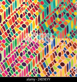 Abstract Random Art. Seamless Ink Dot Concept. Blue Flying Explosion Color. Color Dot. Small Retro Polka Background. Rainbow Pattern Cute Design. Seam. Stock Vector