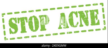 STOP ACNE text written on green dash stamp sign. Stock Photo