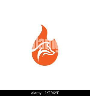 Fox Fire Logo Design. Fox Icon. Fox Illustration Vector Stock Vector