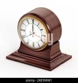 Vintage decorative table clock isolated on white background. 3D ...
