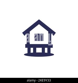 Stilt house icon, home on stilts, vector Stock Vector