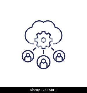 process user data in cloud line icon Stock Vector