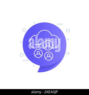 collect user data in cloud line vector icon Stock Vector