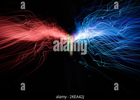 Synergistic Interaction of Big Data with Cloud Computing abstract background. Light wave of energy with elegant glowing lines.  Stock Photo