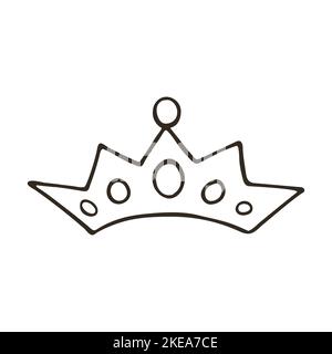 Crown. Fabulous illustrations and design elements. Illustration in hand draw style. Monochrome Icon, sticker, pin Stock Vector