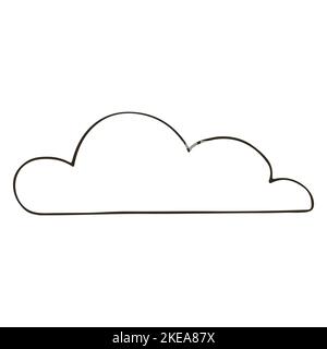 Illustration in hand drawn style. Cloud. Monochrome drawing. Icon, sign, sticker Stock Vector