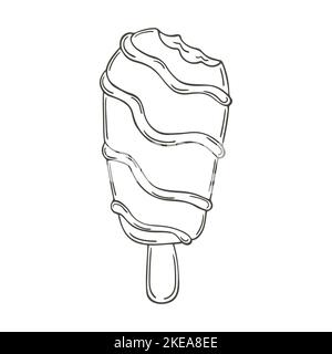 Popsicle. Coloring graphic element for your design. Illustration in hand draw style. Icon, pin, sticker Stock Vector