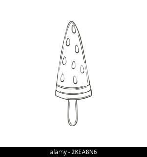 Popsicle. Coloring graphic element for your design. Illustration in hand draw style. Icon, pin, sign Stock Vector