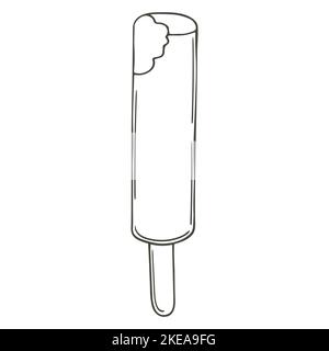 Coloring graphic element for your design. Illustration in hand draw style. Popsicle in chocolate. Icon, pin, sticker, sign Stock Vector