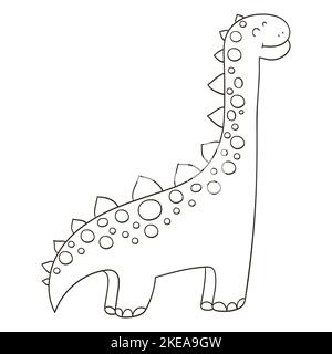 Dinosaurs of the Jurassic period. Illustration in hand drawn style. Coloring drawings for dinosaur lovers. Icon, pin, sticker, sign. Kentosaurus Stock Vector