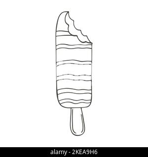 Coloring graphic element for your design. Illustration in hand draw style. Popsicle in chocolate. Icon, pin Stock Vector