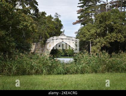 A beautiful old bridge in the park Stock Photo