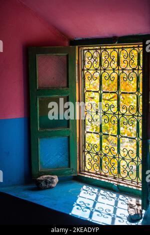 sunlight streaming through a window in a Berber village, Morocco Stock Photo