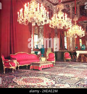 Partial view of the Hall of Mirrors in Golestan Palace, Tehran, Iran Stock Photo