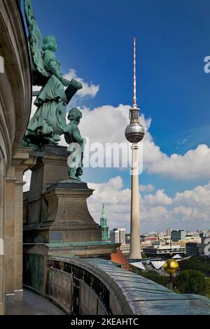 Berlin Television Tower seen from the viewing platform of the Berlin Cathedral, Germany, Berlin Stock Photo